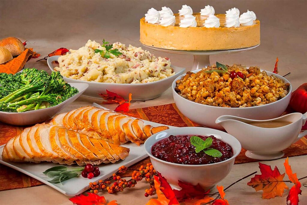 Thanksgiving Catering spread of Brio's food