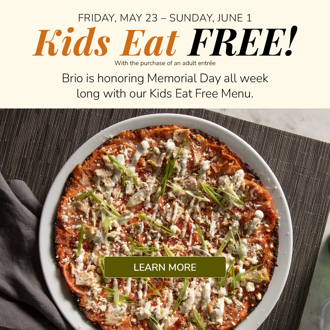 Kids Eat Free for Memorial Day with the purchase of an adult entree!